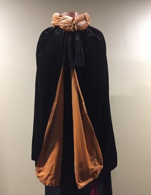 Reversible Black Velvet and Apricot Silk Evening Cape