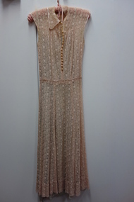 Pink Ecru Needle-Run Lace Dress, 1930s
