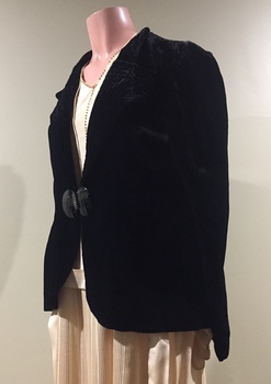 Black Silk Velvet Evening Cape, 1930s