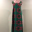 Green Cotton Summer Dress with Pink Tulip Pattern