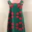 Green Cotton Summer Dress with Pink Tulip Pattern