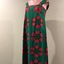 Green Cotton Summer Dress with Pink Tulip Pattern
