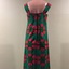 Green Cotton Summer Dress with Pink Tulip Pattern