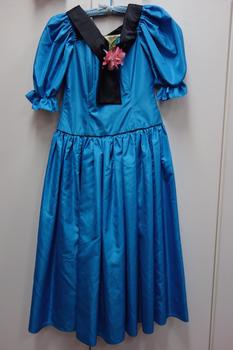 Blue & Black Polyester Taffeta Dress, 1975-85