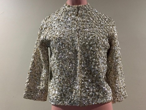 Gold Satin & Sequin Evening Jacket