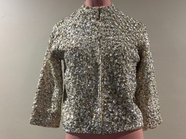 Gold Satin & Sequin Evening Jacket