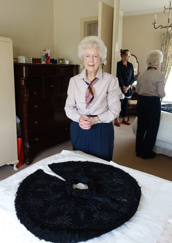 Circular Black Silk & Tulle Evening Cape Decorated with Jet & Sequins