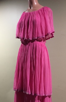 Tiered, Pink Chiffon Evening Dress / by Hartnell of Melbourne, 1960s