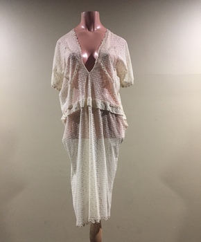 Drop-Waisted, Cream Lace Dress, 1920s