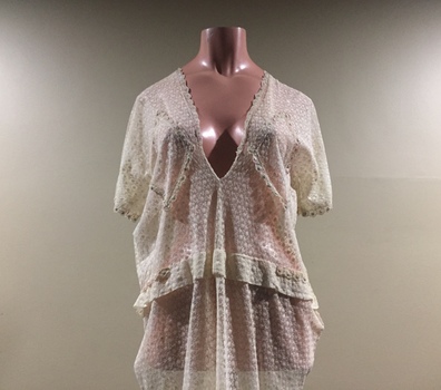 Drop-Waisted, Cream Lace Dress, 1920s