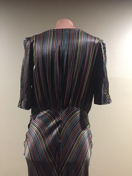  Multi-Coloured Striped Satin Evening Dress, 1930s