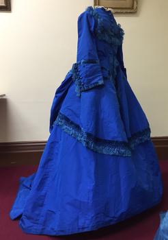 Blue Silk & Velvet Jacket and Skirt, circa 1868-72