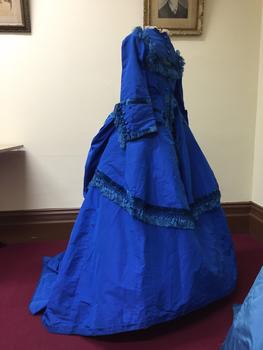 Blue Silk & Velvet Jacket and Skirt, circa 1868-72