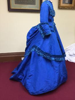 Blue Silk & Velvet Jacket and Skirt, circa 1868-72
