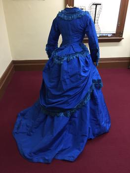 Blue Silk & Velvet Jacket and Skirt, circa 1868-72