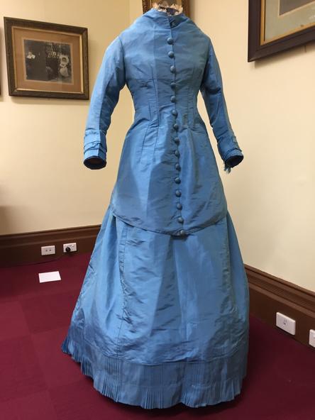 Clothing - Blue Silk Jacket & Skirt, 1868-1872