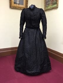 Black Silk Damask Mourning Outfit, circa 1898