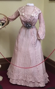 Two Piece, Pink & White Silk Day Dress, 1900s