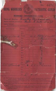  Young Workers Patriotic Guild - Members Contribution Card, No. 4472