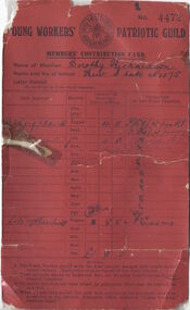  Young Workers Patriotic Guild - Members Contribution Card, No. 4472