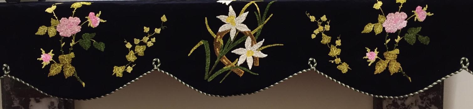 Mantel Hanging, Velvet, Silk Thread & Cord, circa 1890