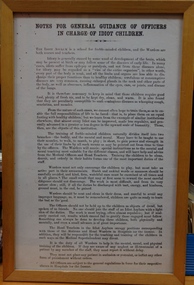 Notes for General Guidance of Officers in Charge of Idiot Children [Kew Cottages]