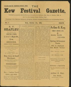 Kew Festival Gazette, No.1,  October 5th 1895