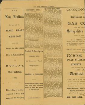 Kew Festival Gazette, No.1,  October 5th 1895