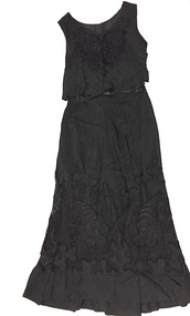 Black Silk & Guipure Lace Evening Dress, 1980s