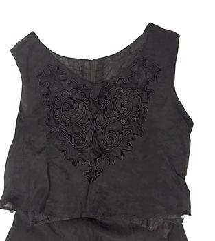 Black Silk & Guipure Lace Evening Dress, 1980s