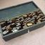 Blackened Wood Toolbox with Hinged Lid containing 45 Moulding Planes