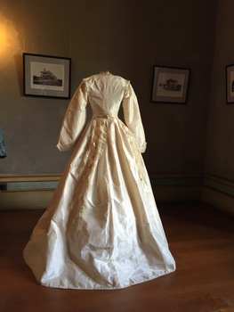 White Silk Wedding Dress, circa 1869