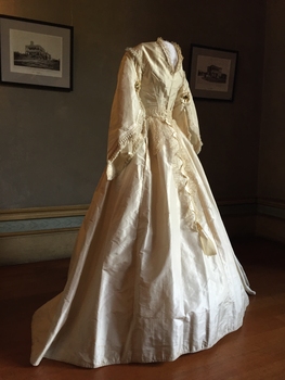 White Silk Wedding Dress, circa 1869