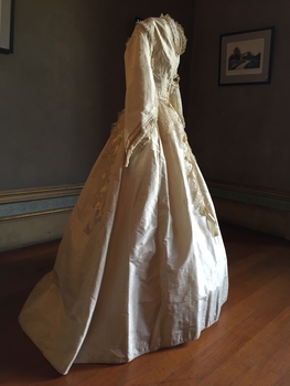 White Silk Wedding Dress, circa 1869