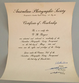 Australian Photographic Society: G.H. Rogers, 1965