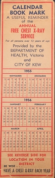 Calendar Bookmark : A useful reminder of the annual Free Chest X-Ray Service