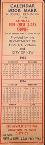 Calendar Bookmark : A useful reminder of the annual Free Chest X-Ray Service