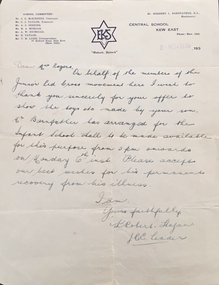 Document, Letter, to Mrs Rogers / from Junior Red Cross, 1939, 1939