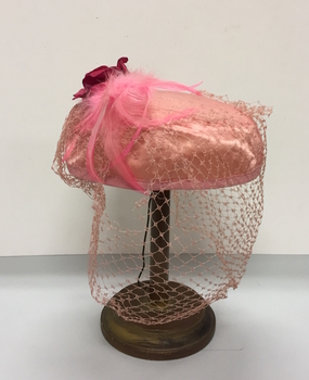 Pink Silk & Net 'Pillbox' Hat 