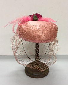 Pink Silk & Net 'Pillbox' Hat