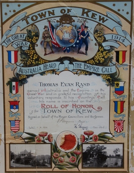 Thomas Evan Rand : Roll of Honor of the Town of Kew