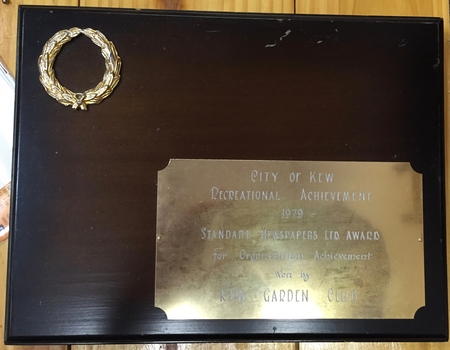 Kew Garden Club Organisation Achievement Award, 1979