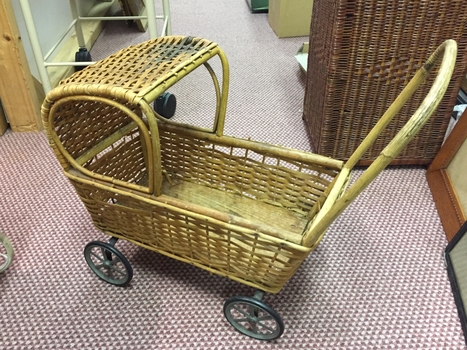Bentwood, Woven Cane & Metal Pram