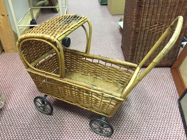 Bentwood, Woven Cane & Metal Pram
