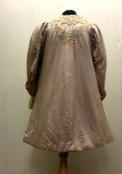 Silk & Guipure Lace Evening Coat with Quilted Pink Silk Lining, 1920s