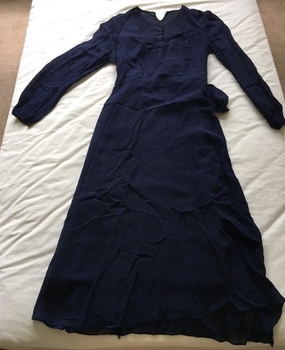 Navy Blue Crepe Day Dress, 1910s