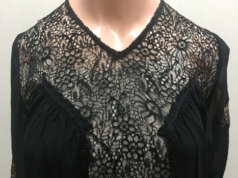 Black Crepe de Chine and Lace Day Dress