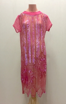 Pink Silk, Sequinned Georgette Evening Dress, 1920s