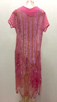 Pink Silk, Sequinned Georgette Evening Dress, 1920s