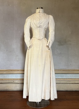 Cream silk two piece wedding dress